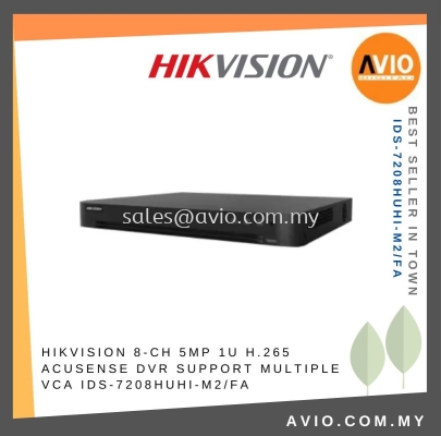 Hikvision 8CH 8 Channel 5MP 5 Megapixel 1U H.265 Analog CCTV DVR Recorder AcuSense 2 Hdd Bay TVI CVI iDS-7208HUHI-M2/FA