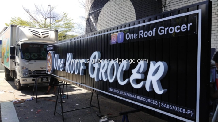 3D LED Frontlit Signage # Aluminum Box Up 3D Led frontlit # Signboard One Roof Grocer # 