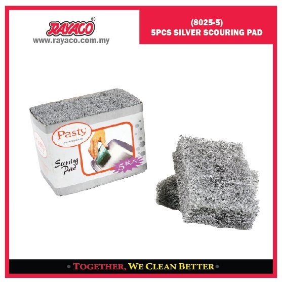 (8025-5) 5 PCS SILVER SCOURING PAD Sponge, Pad & Scrubber Series