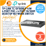 TP-LINK Tplink 4  +4 100M IP Network Desktop POE Switch 4 POE Port 4 Port RJ45 Uplink 41w Power Max SF1008LP TL-SF1008LP