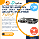 TP-LINK Tplink 4 +4 Port Gigabit IP Network POE Switch 4 Gigabit POE 4x 10/100/1000m Uplink 64W Max SG108PE TL-SG108PE