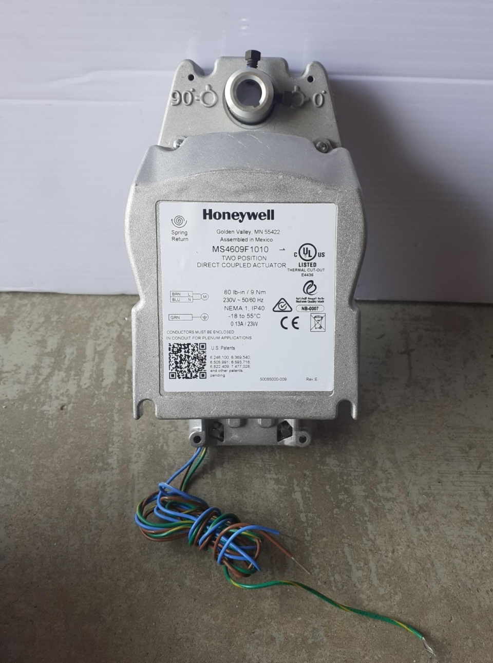 HONEYWELL MS4609F1010 9NM SR ON/OFF, 230VAC, 50/60HZ, ACTUATOR, SPRING RETURN (US MADE)