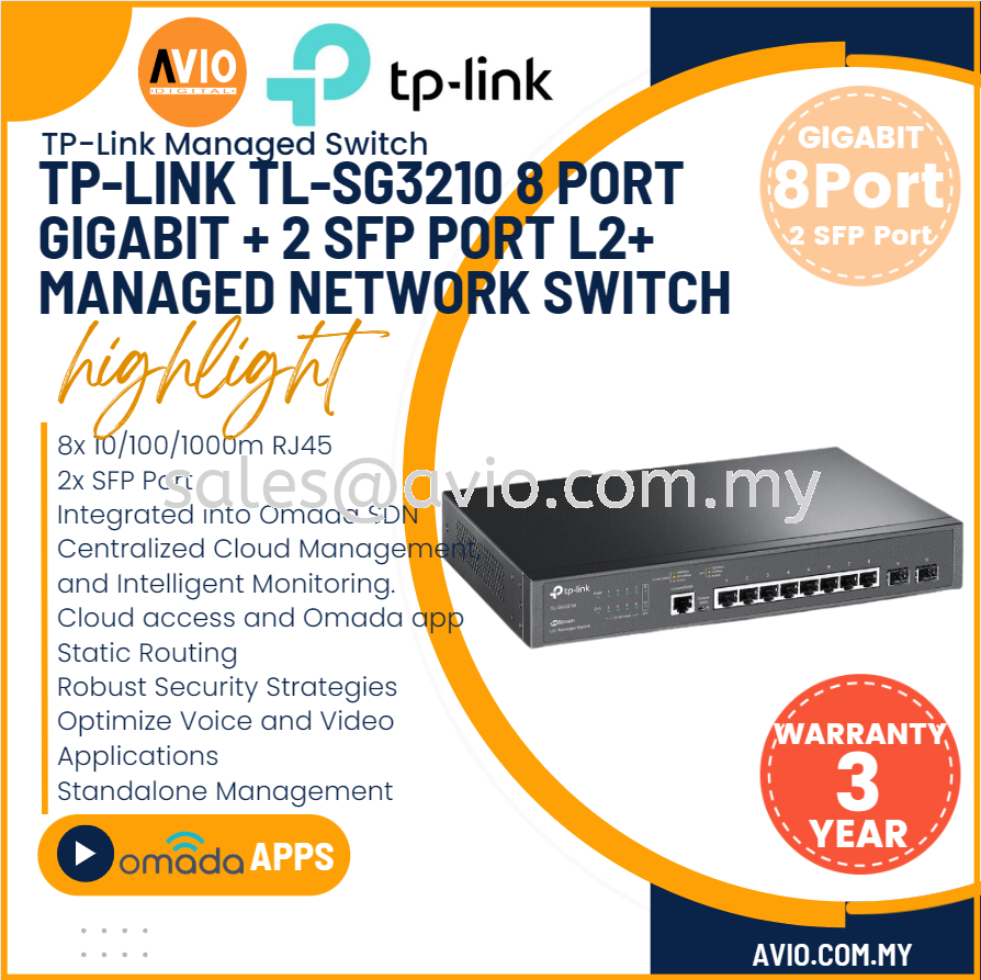 TL-SG3210, JetStream 8-Port Gigabit L2+ Managed Switch with 2 SFP Slots