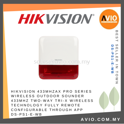 Hikvision AX Pro Wireless Outdoor Sounder with Red Strobe Light Weatherproof Siren 433MHz 110dB DS-PS1-E-WB