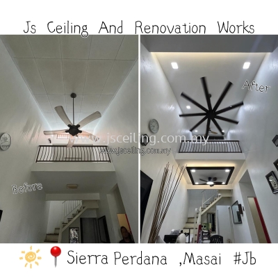 Specialist Cornice Ceiling Design #Sierra Perdana #Masai #Jb #Living Hall & Dining area #included Wiring #Led Downlight #Led strip #and in installation #Free On-site Measurement #Free on-site Quotations ..