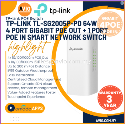 TP-LINK Tplink 4 +1 Port Gigabit Smart POE Network Switch 4 Port Gigabit POE Out 1 Port Gigabit POE In Omada SG2005P-PD