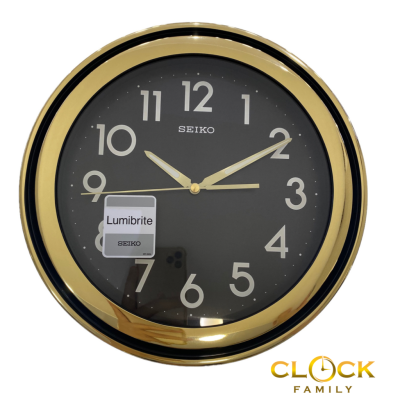 Seiko LumiBrite Black Gold Plastic Case Wall Clock QXA578F