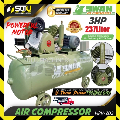 [COMPRESSOR ONLY] SWAN HVP203 237L 12 Bar 3HP 3 Phase Air Compressor /Kompressor /ѹ 2.2kW 960RPM