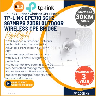 TP-LINK Tplink Network Wireless Bridge 30KM Transmission IP65 Outdoor Weatherproof CPE 5GHz 867Mbps 23dBi PoE CPE710