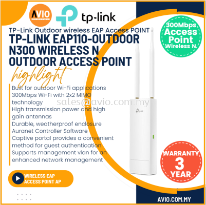 TP-LINK Tplink EAP Outdoor IP65 Weatherproof Wifi Access Point AP 300Mbps 2x2 MIMO 2 Antenna User Limit EAP110-Outdoor