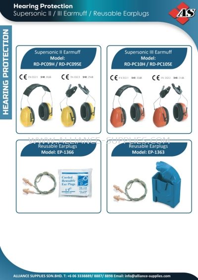 Supersonic II / III Earmuff / Reusable Earplugs