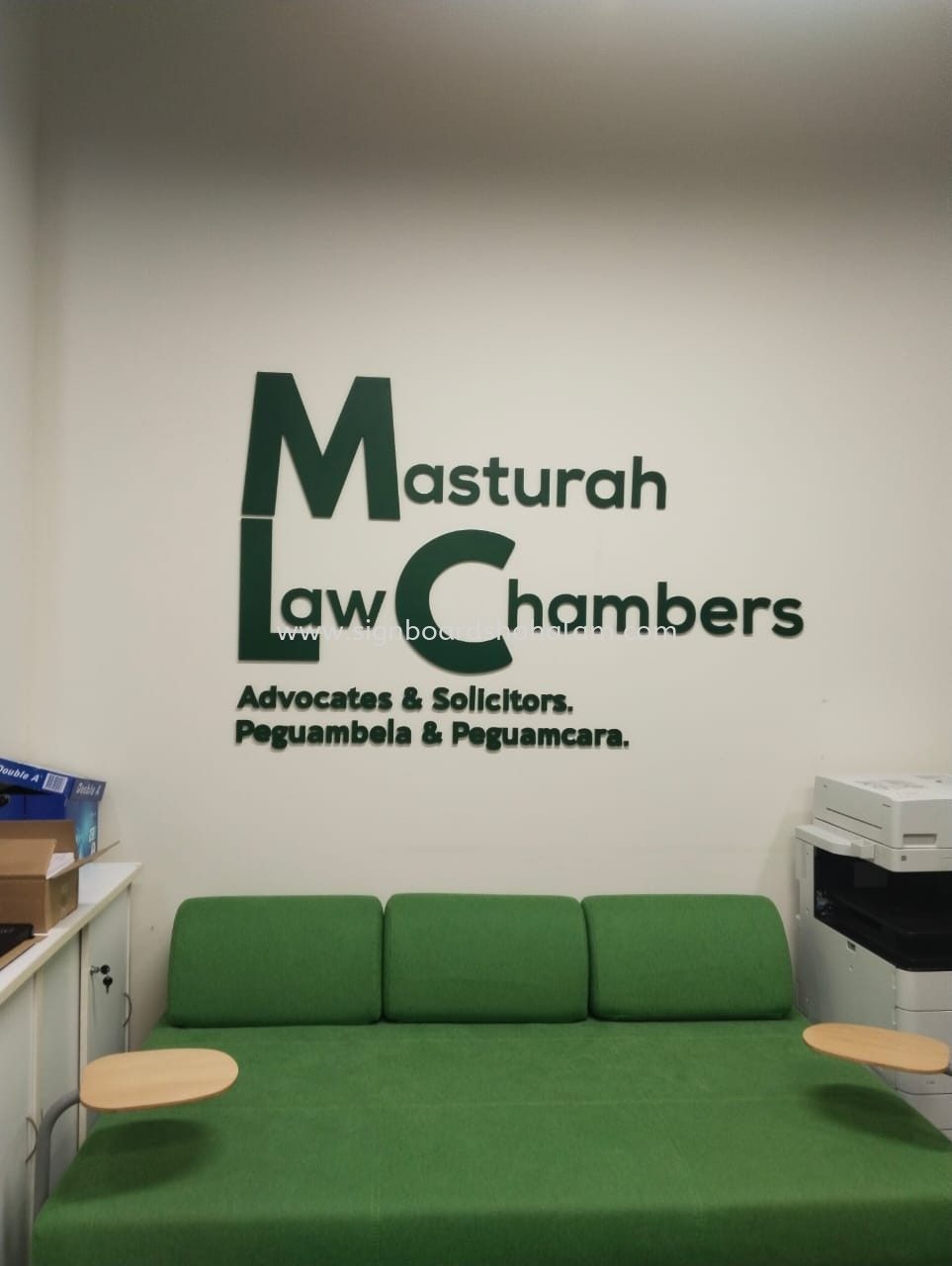 Masturah Law Chambers Indoor 3D PVC Cut Out Lettering Signage at KUALA SELANGOR, IJOK, JERAM, TANJUNG KARANG, BESTARI JAYA, SUNGAI BESAR, SHAH ALAM, PETALING JAYA (PJ) 