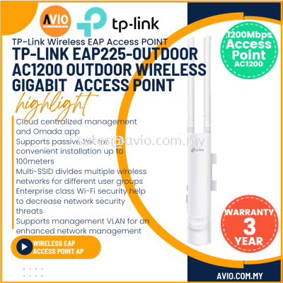 TP-LINK Tplink AC1200 Wireless 2x MU MIMO Gigabit High Speed IP65 Outdoor Access Point Wifi 2 Antenna EAP225-Outdoor