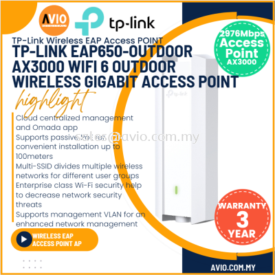 TP-LINK Tplink AX3000 IP67 Indoor Outdoor WiFi 6 Access Point 3Gbps Speed Dual Band Omada Mesh 160MHz POE EAP650-Outdoor