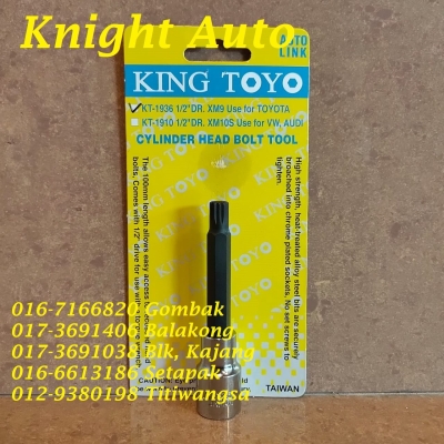 King Toyo KT-1936 1/2" X M9 Cylinder Head Bolt Tool ID32155