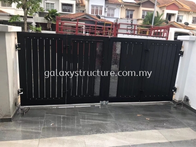 To fabrication and install new galvanized mild steel powder coated folding gate with small door and key lock - Shah Alam 