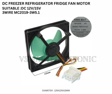 Sharp FBA12J15V Refrigerator Fridge Fan Motor DC15V (3 Wire)