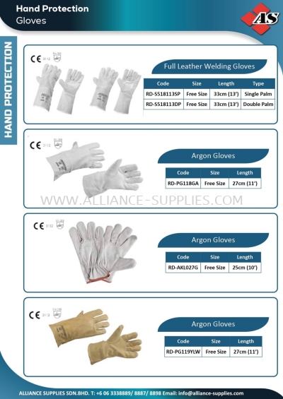 Full Leather Welding Gloves / Argon Gloves 