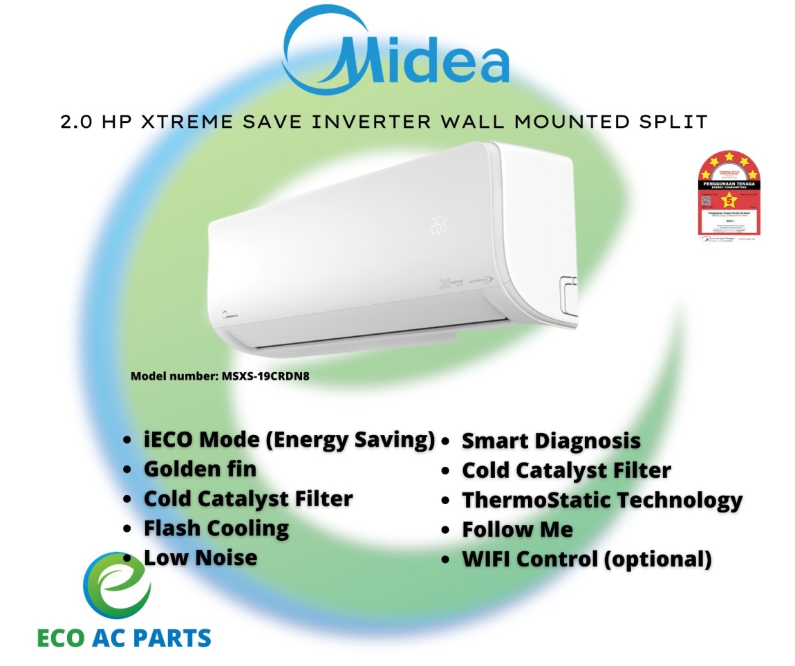 Midea 2.0HP Xtreme Save Inverter Wall Mounted Split MIDEA Air Cond Home Air Cond Brands & Model Choose Sample / Pattern Chart