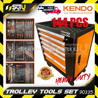 KENDO 90335 144PCS 6 Drawers Trolley Tool Set / Set Alat Troli