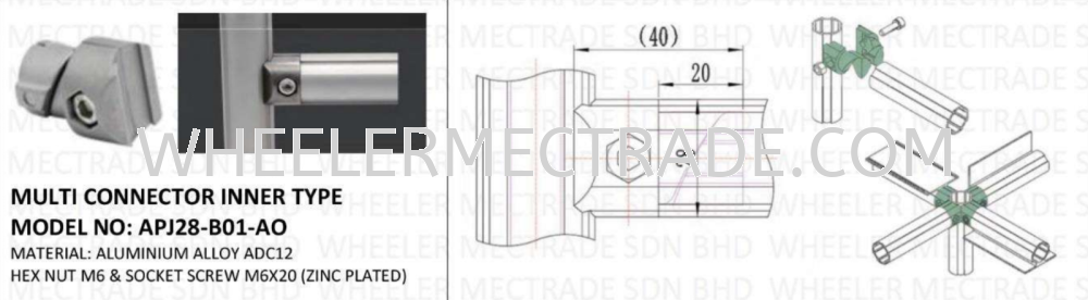APJ-B01-AO MULTI CONNECTOR INNER TYPE Aluminium Pipe & Joint Singapore ...