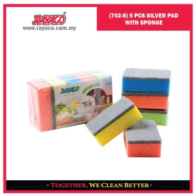 (702-S) 5 PCS SILVER PAD WITH SPONGE