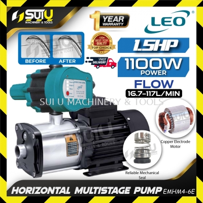 LEO EMHM4-6E / EMHM 4-6E 1.5HP Stainless Steel Horizontal Multistage Pump / Pam Air 1.1kW
