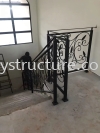 Second progress:1)To fabrication and install new custom make wrought iron powder coated staircase railing with wood handle 2)To fabrication and install new custom make wrought iron powder coated balcony /balustrade railing - Kajang Stairs Balcony