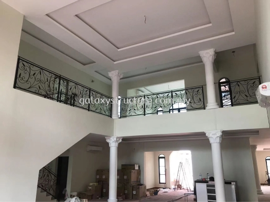 Second progress:1)To fabrication and install new custom make wrought iron powder coated staircase railing with wood handle 2)To fabrication and install new custom make wrought iron powder coated balcony /balustrade railing - Kajang