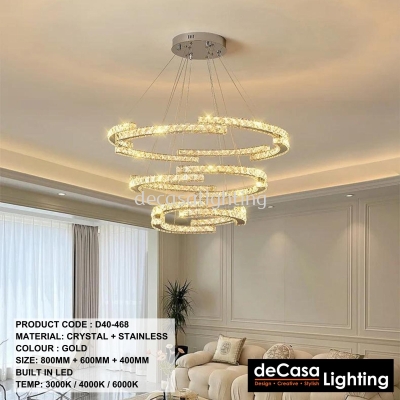 MODERN CRYSTAL RING PENDANT LIGHT 3 LAYER (D40-468)