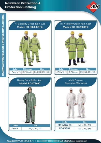 Hi-Visibility Green Rain Suit & Coat / Heavy Duty Boiler Seat / Multi-Purpose Disposable Workwear