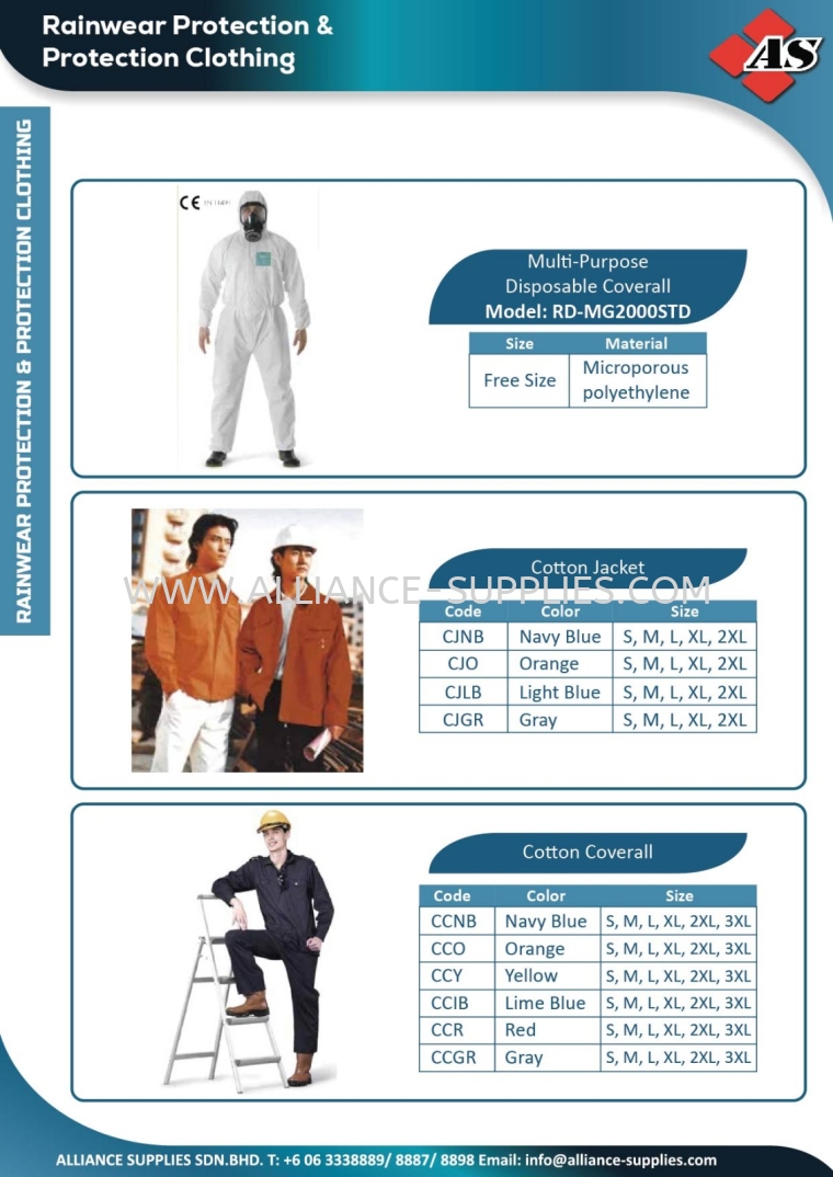 Multi-Purpose Disposable Coverall / Cotton Jacket / Cotton Coverall Rainwear Protection & Protection Clothing PERSONAL PROTECTIVE EQUIPMENT
