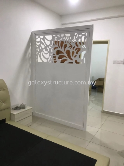 Progress done: To fabrication and install custom make new design laser cut powder coated divider panel - Klang