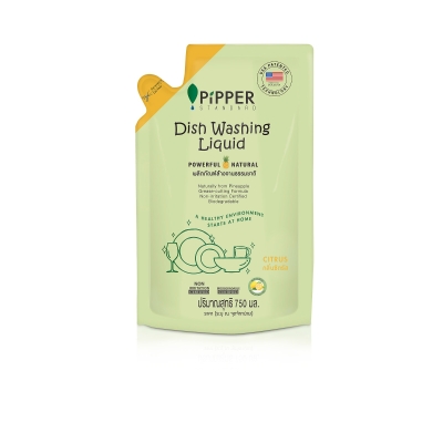 Pipper Standard Dishwashing Liquid Refill Pouch - Citrus (12 x 750ml)