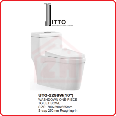 ITTO Rimless One-Piece Toilet Bowl UTO-2298W(10")