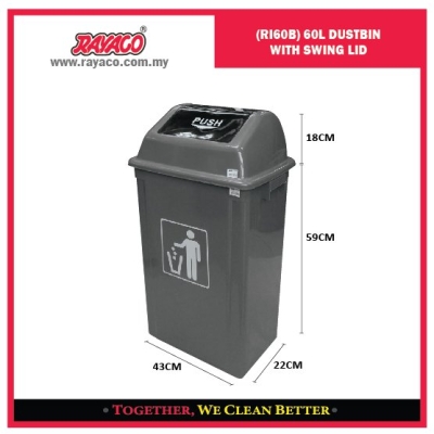 (RI60B) 60L DUSTBIN WITH SWING LID