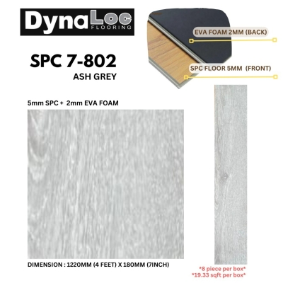 SPC Flooring SPC Vinyl Click 7mm - Ash Grey ( SPC7-802 )