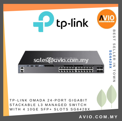 TP-LINK Omada 24-Port Gigabit Stackable L3 Managed Switch with 4 10GE SFP+ Slots SG6428X