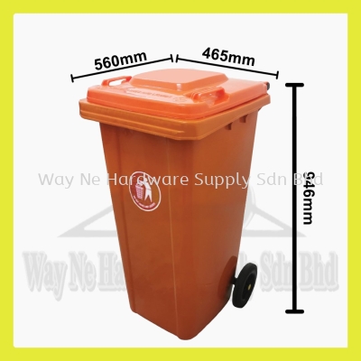 120L Orange Mobile Garbage Bin