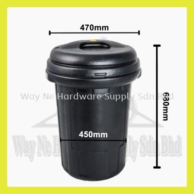 70L Black Fiber Dustbin With Cover