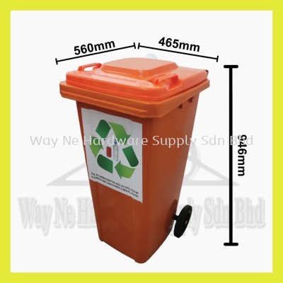 120L Orange Recycle Mobile Garbage Bin (Plastic/Metal)