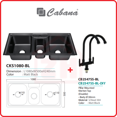 CABANA KITCHEN SINK PACKAGE CKS1080-BL + CB2547SS-BL