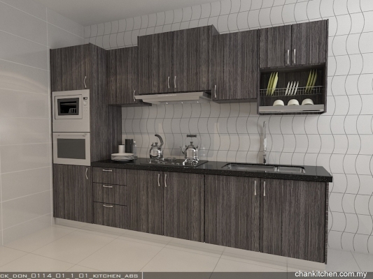 Melamine Hardboard ABS Kitchen Cabinet 3D Design