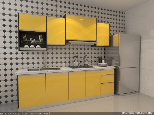 Rekaan 3D Kabinet Dapur Warna Akrilik 4G