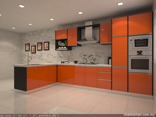 4G Acrylic Color Kitchen Cabinet 3D Design