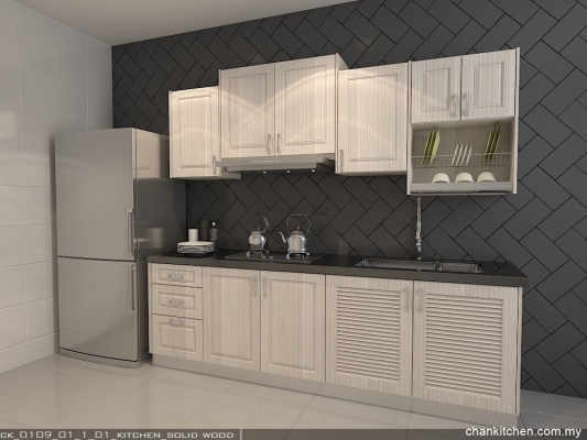 Rekaan 3D Kabinet Dapur Kayu Pepejal