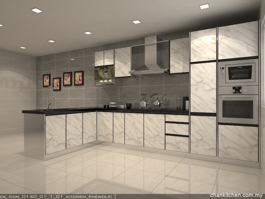 Rekaan 3D Kabinet Dapur Papan Fenolik