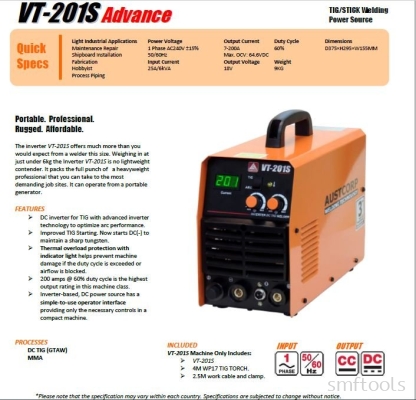 AUSTCORP WELDING TECHNOLOGY VT-201S ADVANCE