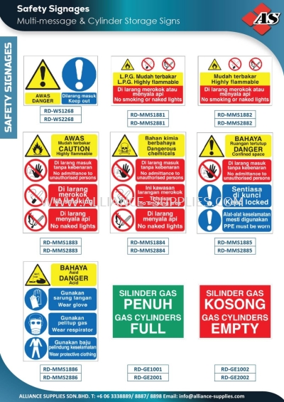 Multi-message Signs / Cylinder Storage Signs