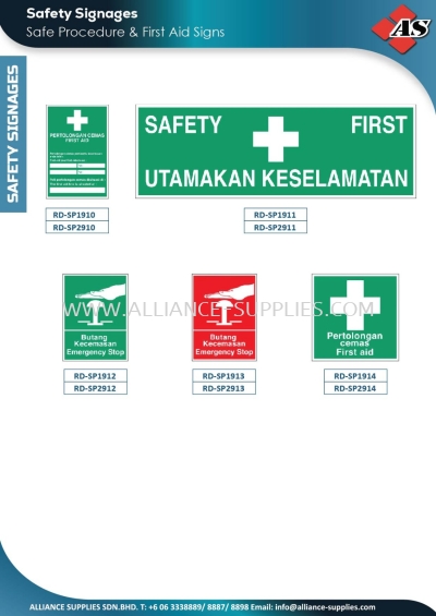 Safe Proceduce & First Aid Signs